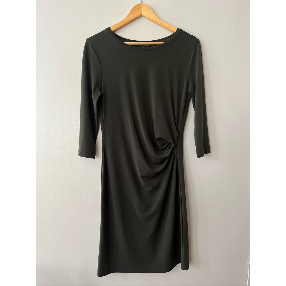 Green Wrap Midi Minimalist Dress